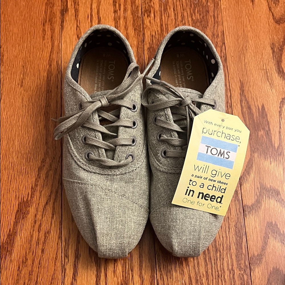 TOMS Cordones Sneakers Grey Hemp Women’s Size 8 - Picture 3 of 4